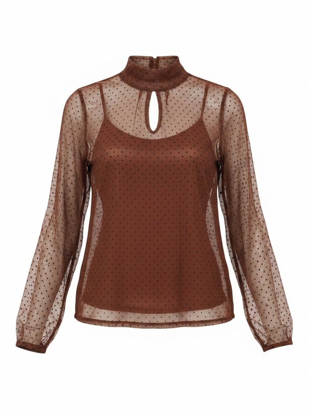 NWOT Brown Sheer Set, Top + Camisole - Size L